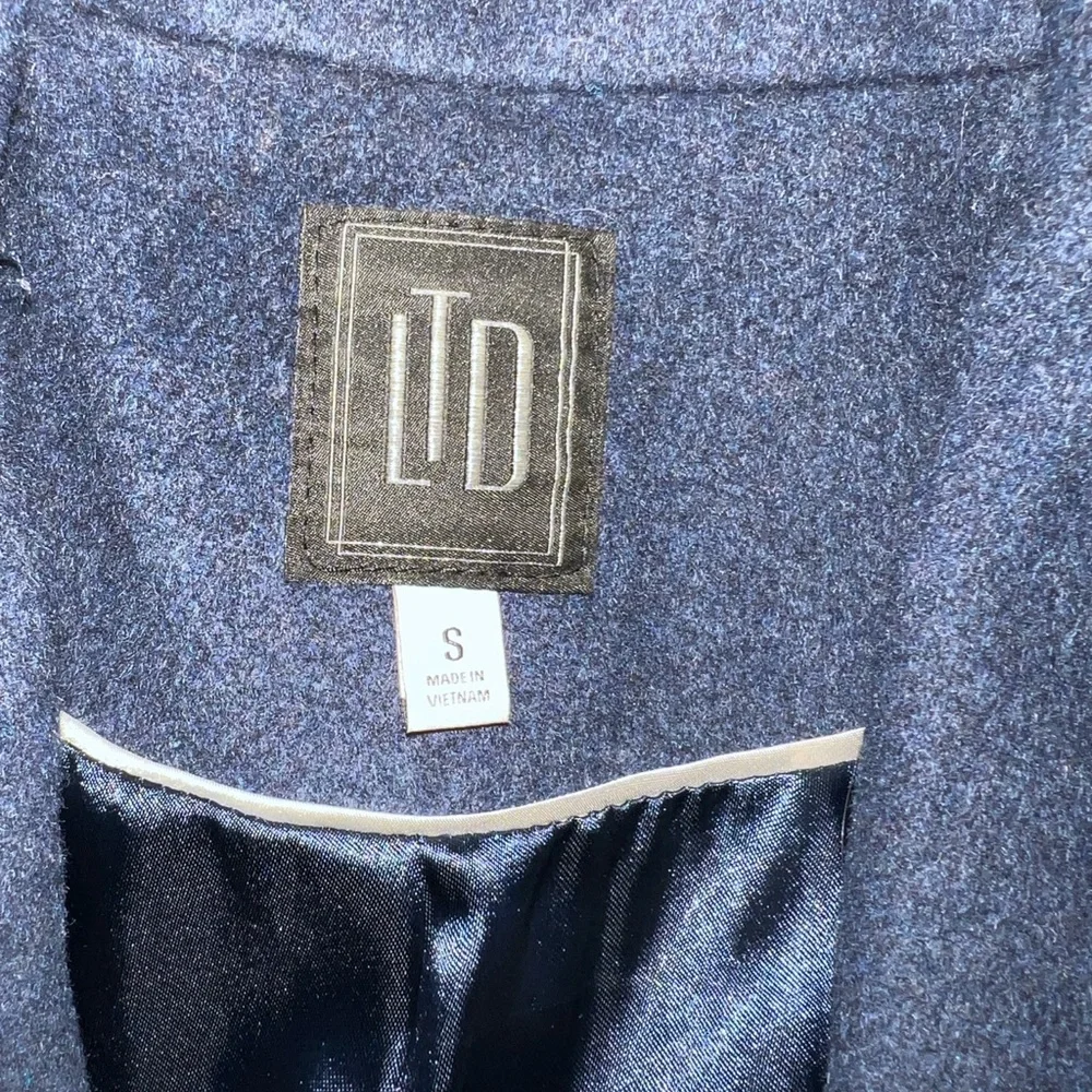 LTD Dark Blue Women's wool cocoon Coat - Picture 5 of 7